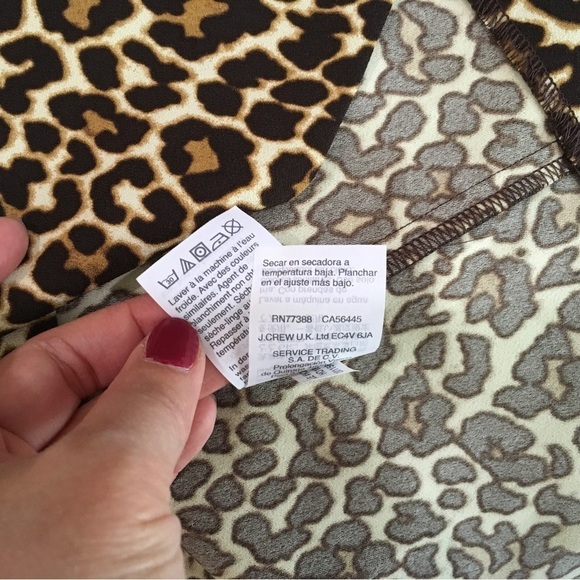 NWT j. Crew dress shift crape leopard Animal Printed long sleeve brown K2150 - Picture 5 of 9